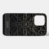 Coques Case-Mate iPhone Filigree gothique foncé noir et bronze (Verso (horizontal))