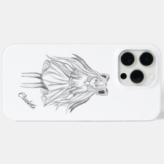 Coques Case-Mate iPhone Fille à cheveux longs avec ruban (Verso (horizontal))