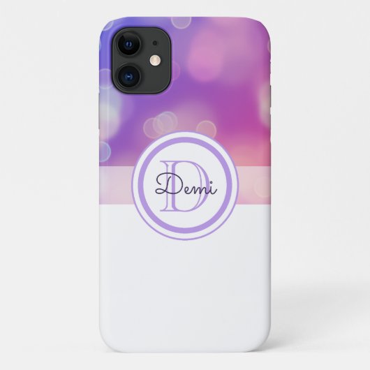 Coques Case-Mate iPhone Fille Abstraite violet monogramme (Dos)