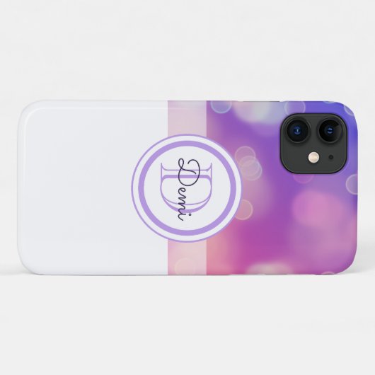 Coques Case-Mate iPhone Fille Abstraite violet monogramme (Dos (Horizontal))