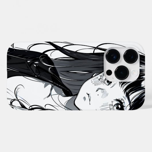 Coques Case-Mate iPhone Fille Anime Noire & Blanc (Verso (horizontal))