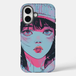 Coques iPhone 16 Fille Anime Pastel en Bonnet d'Art
