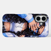 Coques Case-Mate iPhone Fille Anime Y2K Branchée Esthétique Bleue (Verso (horizontal))