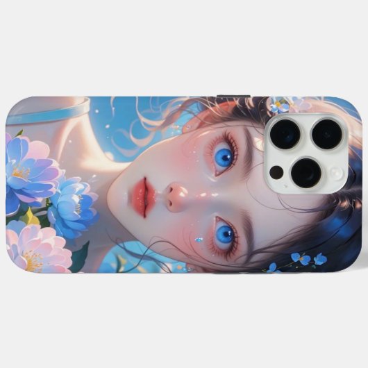 Coques Case-Mate iPhone fille anime yeux bleus (Verso (horizontal))