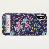Coques Case-Mate iPhone Fille aquarelle Fleurs papillons ton nom (Dos (Horizontal))