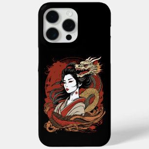 Coque iPhone 15 Pro Max Fille asiatique   Dragon chinois