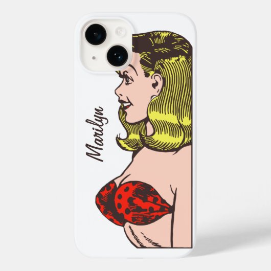 Coques Case-Mate iPhone Fille au charme rétro, bombe blonde en bikini (Verso)