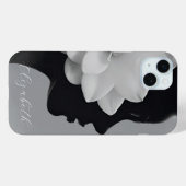 Coques Case-Mate iPhone Fille au magnolia blanc silhouette monochrome (Verso (horizontal))