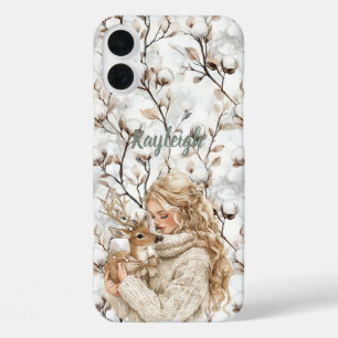Coques iPhone 16 Plus Fille aux cheveux blonds avec cerf