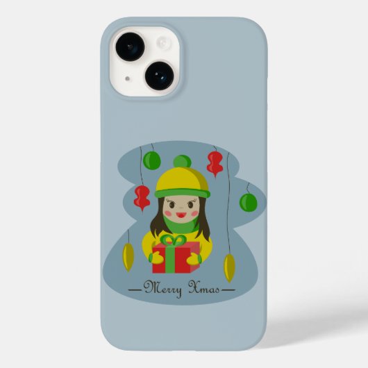 Coques Case-Mate iPhone Fille avec boîte cadeau de Noël (Verso)