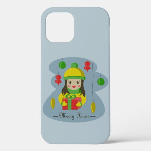 Coques Case-Mate iPhone Fille avec boîte cadeau de Noël (Verso)