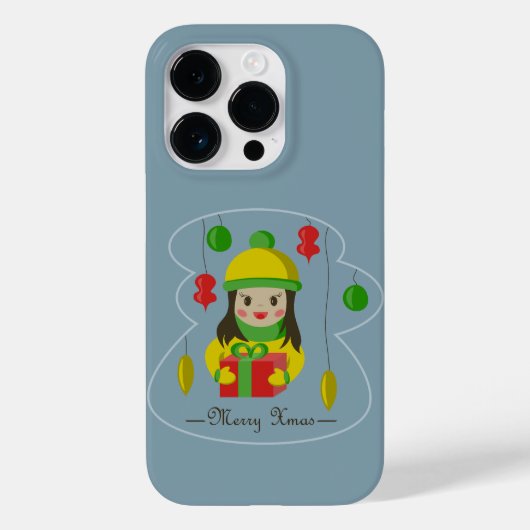 Coques Case-Mate iPhone Fille avec boîte cadeau de Noël (Verso)