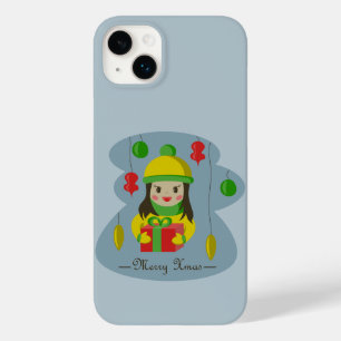Coque Pour iPhone 14 Plus Fille avec boîte cadeau de Noël