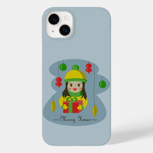 Coques Case-Mate iPhone Fille avec boîte cadeau de Noël (Verso)
