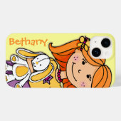 Coques Case-Mate iPhone Fille avec cheveux rouges bouddin lapin en peluche (Verso (horizontal))