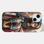 Coques Case-Mate iPhone Fille Avec Drapeau Américain Et Kitten (Verso (horizontal))