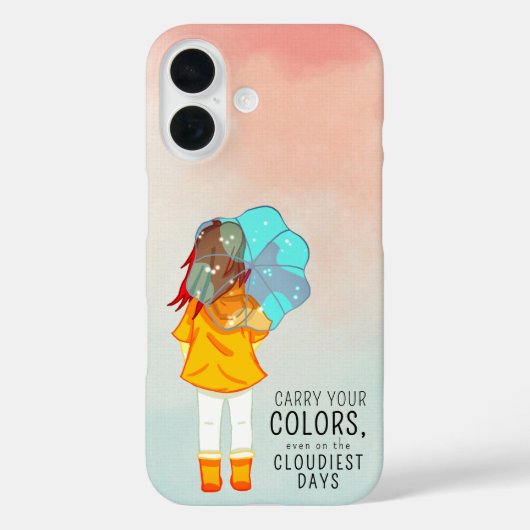 Coques Case-Mate iPhone Fille avec parapluie dans le vent Citation positiv (Verso)