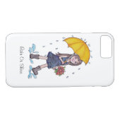 Coques Case-Mate iPhone Fille Avec Parapluie Jaune En Aquarelle (Dos (Horizontal))