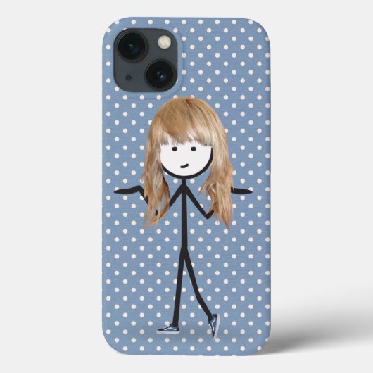 Coques Case-Mate iPhone Fille Bâton Avec Cheveux Blonds sur Points (Verso)