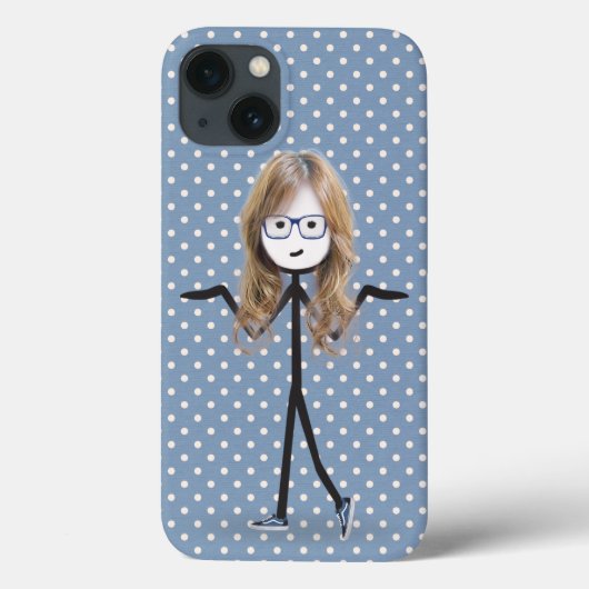 Coques Case-Mate iPhone Fille Bâton Avec Cheveux Blonds sur Points (Verso)