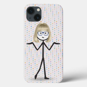 Case-Mate iPhone Case Fille bâton avec des lunettes bleues sur pois