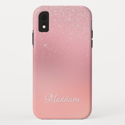 Coques Case-Mate iPhone Fille Blush Pink Silver Parties scintillant Nom pe (Dos)
