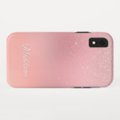 Coques Case-Mate iPhone Fille Blush Pink Silver Parties scintillant Nom pe (Dos (Horizontal))