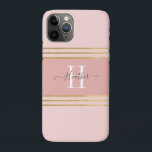 Case-Mate iPhone Case Fille Blush Rose or Monogramme Bande<br><div class="desc">Protégez votre téléphone avec ce coque personnalisé Iphone 11 girly. Il a un texte gris et un monogramme blanc initial sur un bel arrière - plan rose vif. Customisez le capot Iphone avec le nom et l'initiale de votre choix pour que quelqu'un se sente spécial. Fait un cadeau amusant pour...</div>