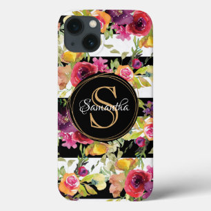 Case-Mate iPhone Case Fille Bourgogne Motif Floral Bande Nom du monogram
