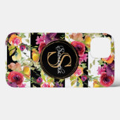 Coques Case-Mate iPhone Fille Bourgogne Motif Floral Bande Nom du monogram (Verso (horizontal))