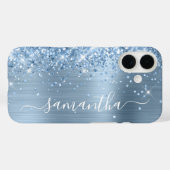 Coques Case-Mate iPhone Fille brillante bleu clair signature (Verso (horizontal))