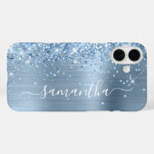 Coques Case-Mate iPhone Fille brillante bleu clair signature (Verso (horizontal))