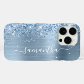Coques Case-Mate iPhone Fille brillante bleu clair signature (Verso (horizontal))
