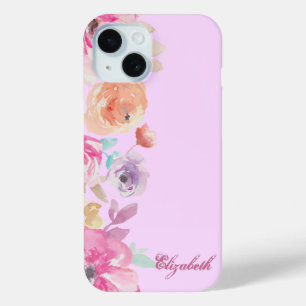 Coque Pour iPhone 15 Fille Chic Aquarelle Floral - Personnalisé