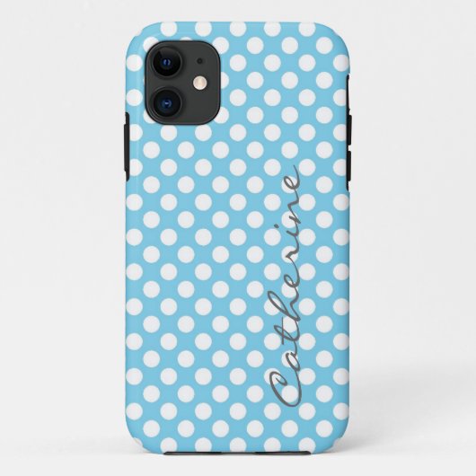 Coques Case-Mate iPhone Fille, classique bleu aqua pois (Dos)