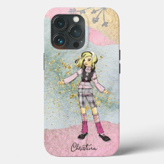 Coques Case-Mate iPhone Fille cool avec cheveux blond Nom Or (Verso)