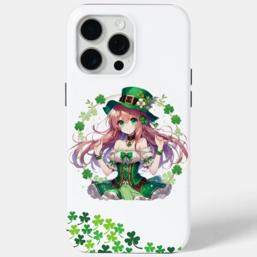 Coques Case-Mate iPhone Fille d'anime de la Saint Patrick's Day (Verso)