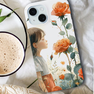 Coque Pour iPhone 15 Fille dans le jardin Rose Juin Fleur de naissanc
