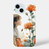 Coques Case-Mate iPhone Fille dans le jardin Rose | Juin Fleur de naissanc (Verso)
