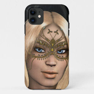 Coques Pour iPhone Fille dans le masque à papillon d'or