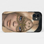 Coques Case-Mate iPhone Fille dans le masque à papillon d'or (Dos (Horizontal))