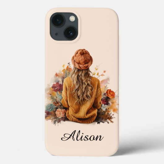 Coques Case-Mate iPhone Fille d'automne avec pull tricoté (Verso)