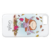 Coques Case-Mate iPhone Fille d'automne jouant avec des feuilles (Dos (Horizontal))
