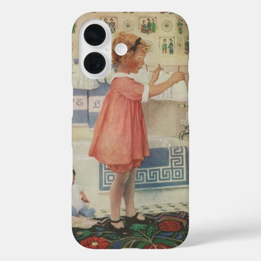 Coques Case-Mate iPhone Fille d'autrefois, Enfant faisant la lessive suspe (Verso)