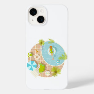 Coque Pour iPhone 14 fille de fête en piscine en bikini été plage