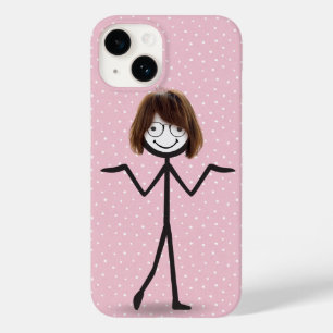 Coque Pour iPhone 14 Fille en bâtonnets avec cheveux et lunettes