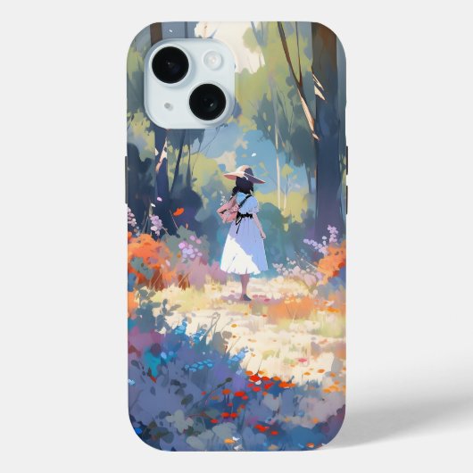 Coques Case-Mate iPhone Fille en forêt Anime Impressionnisme (Verso)