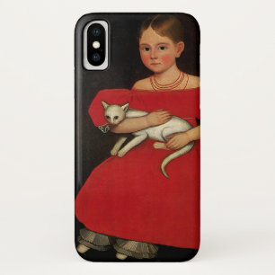 Etui iPhone Case-Mate Fille en rouge avec son chat et son chien