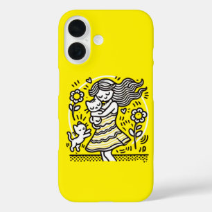 Coques iPhone 16 Fille Fantaisiste avec Chatton