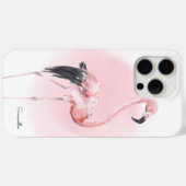 Coques Case-Mate iPhone Fille Flamant rose rose tropicale avec nom (Verso (horizontal))